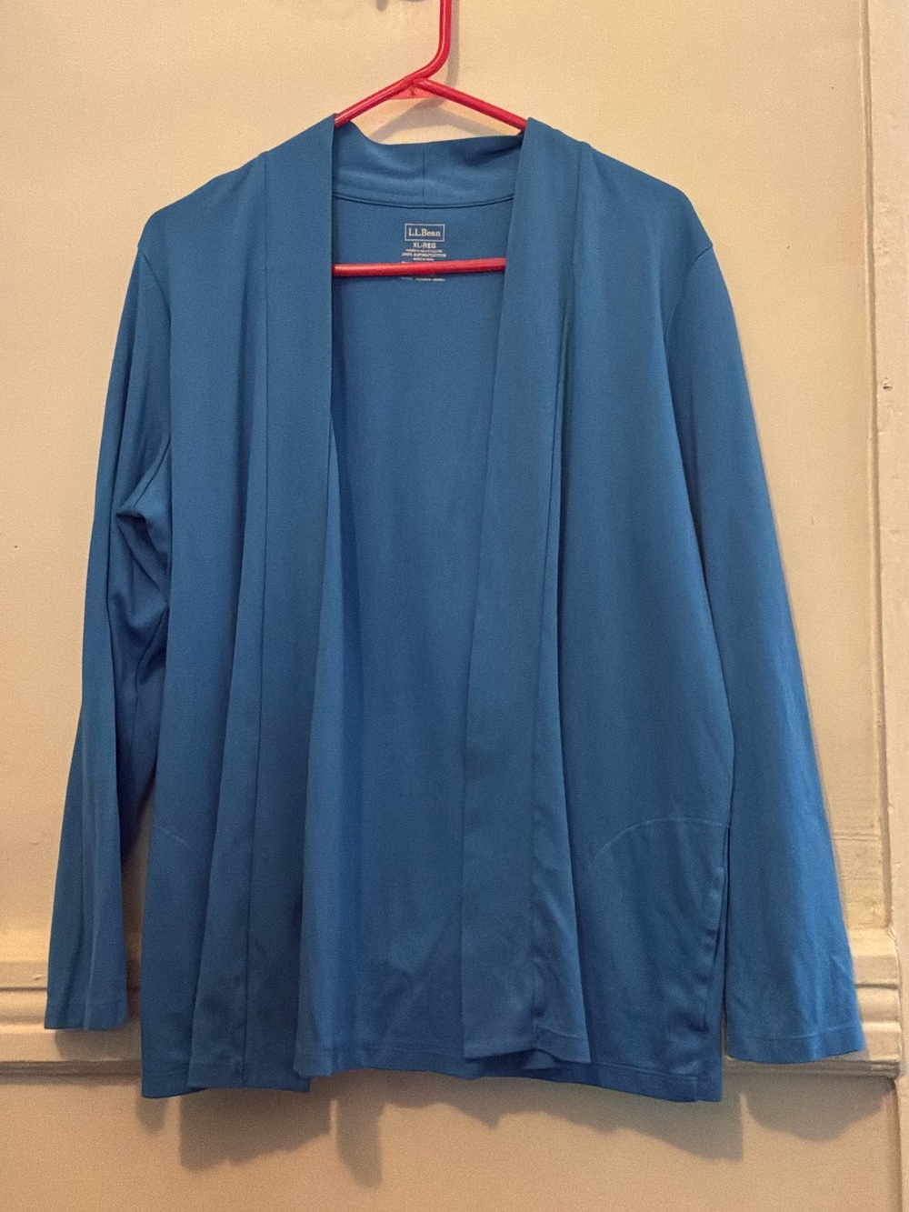 L.L. Bean Slate Blue Open-Front Supima Cotton Cardigan